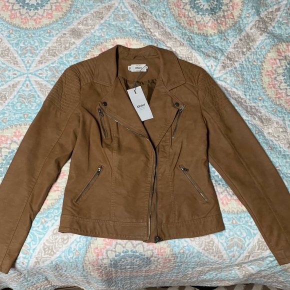 NWT Brown Leather Jacket - Picture 3 of 5